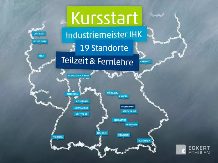 Die Meisterschmiede für ganz Deutschland: Am Samstag, den 6. Mai 2017, starten die Eckert Schulen die beliebte Weiterbildung zum Industriemeister IHK an bundesweit 19 Standorten – jetzt anmelden! Die Meisterschmiede für ganz Deutschland: Am Samstag, den 6. Mai 2017, starten die Eckert Schulen die beliebte Weiterbildung zum Industriemeister IHK an bundesweit 19 Standorten – jetzt anmelden!
