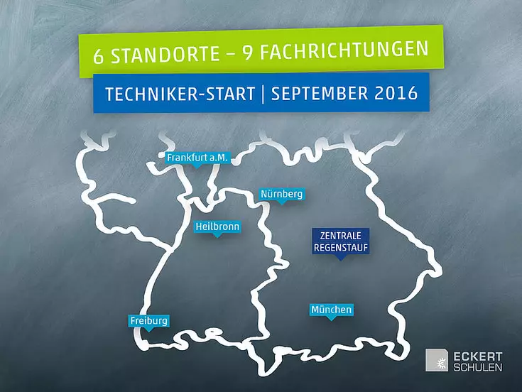 An sechs Standorten deutschlandweit starten im September 2016 die Studierenden in insgesamt neuen Fachrichtungen ihre Weiterbildung zum Staatlich geprüften Techniker. Weitere Anmeldungen sind noch möglich