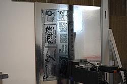 Detailaufnahme eines Wanddrucks, der mit einem UV-Wall-Printer erstellt wird.