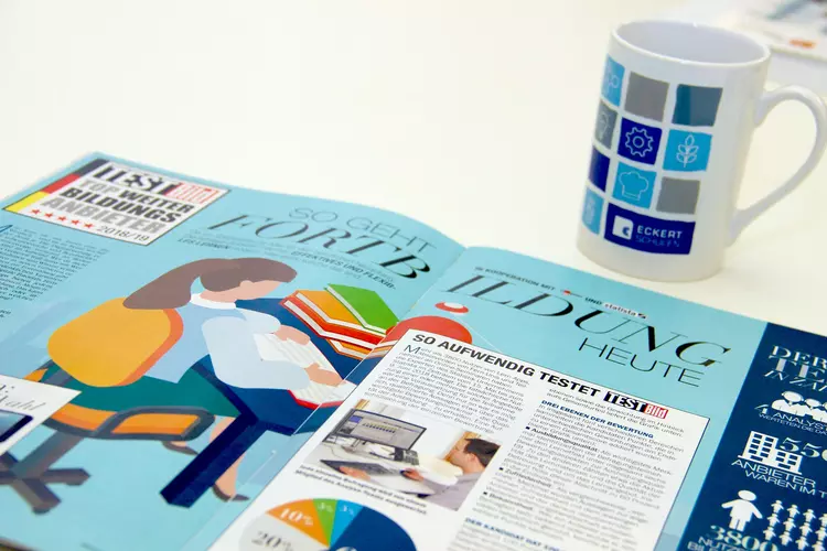 Die aktuelle Ausgabe des TESTBILD-Magazins belegt: Die Eckert Schulen zählen zu den Top 10 der besten Weiterbildungsanbieter in ganz Deutschland. Die aktuelle Ausgabe des TESTBILD-Magazins belegt: Die Eckert Schulen zählen zu den Top 10 der besten Weiterbildungsanbieter in ganz Deutschland.