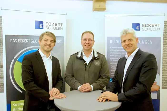 (v.l.n.r.) Carsten Seefelder (Fachbereichsleiter bei den Eckert Schulen), Elmar Reese (Senior Manager Mechanical Engineering bei SII Technologies) und Markus Johannes Zimmermann (Geschäftsführer der Dr. Eckert Akademie) freuen sich auf die künftige Zusamm (v.l.n.r.) Carsten Seefelder (Fachbereichsleiter bei den Eckert Schulen), Elmar Reese (Senior Manager Mechanical Engineering bei SII Technologies) und Markus Johannes Zimmermann (Geschäftsführer der Dr. Eckert Akademie) freuen sich auf die künftige Zusammenarbeit