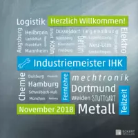 Gebucht - gelernt - gemeistert: 27 Standorte - 7 Bundesländer : Am 03. November 2018 fiel an den Eckert Schulen der Startschuss zur Teilzeit-Weiterbildung zum Industriemeister IHK. Gebucht - gelernt - gemeistert: 27 Standorte - 7 Bundesländer : Am 03. November 2018 fiel an den Eckert Schulen der Startschuss zur Teilzeit-Weiterbildung zum Industriemeister IHK.