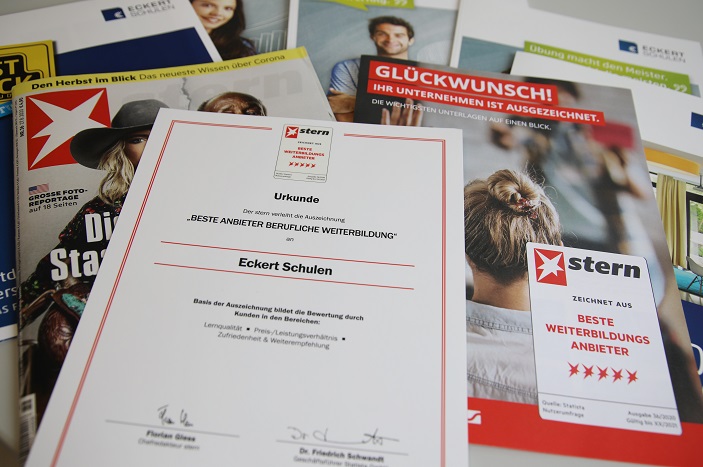 Mit Bestnoten holten die Eckert Schulen im Stern-Ranking zum zweiten Mal den Titel Deutschlands „bester Anbieter für berufliche Bildung“. Mit Bestnoten holten die Eckert Schulen im Stern-Ranking zum zweiten Mal den Titel Deutschlands „bester Anbieter für berufliche Bildung“.
